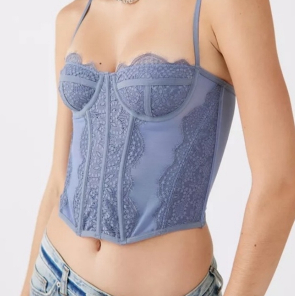 Urban Outfitters Elegant Lace Bustier in Blue